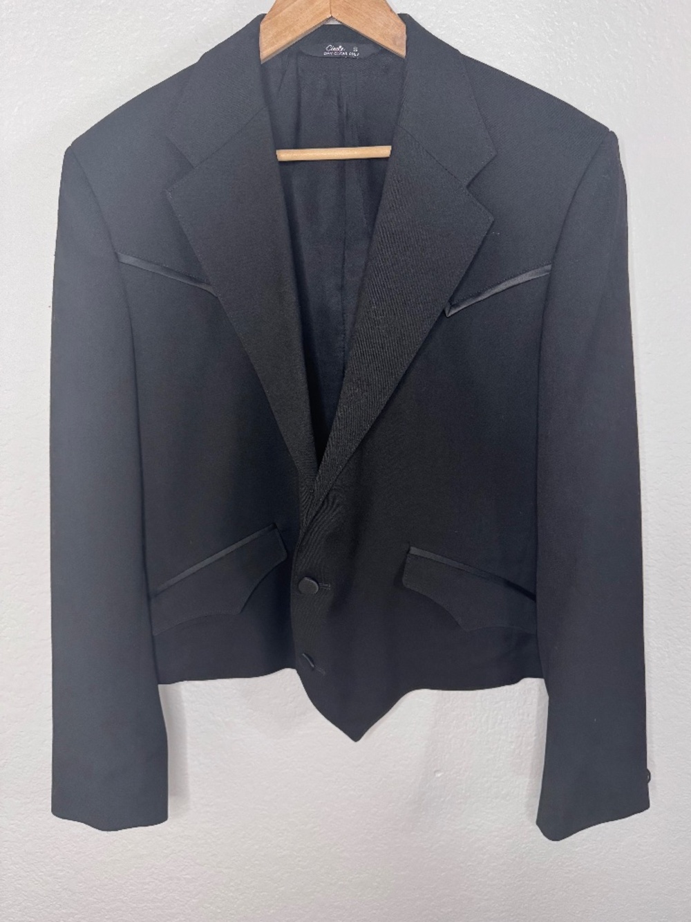 Vintage 90s Circle S Black Western Dallas Frontier Tuxedo Bolero Jacket RN25832 - Picture 2 of 15